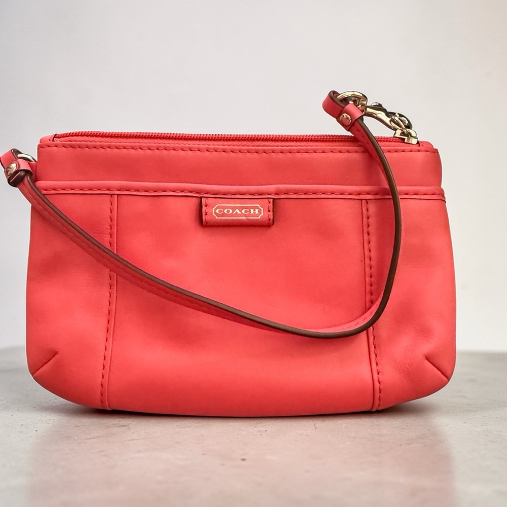 Coach Pink Leather Wristlet with Silver Hardware -EUC